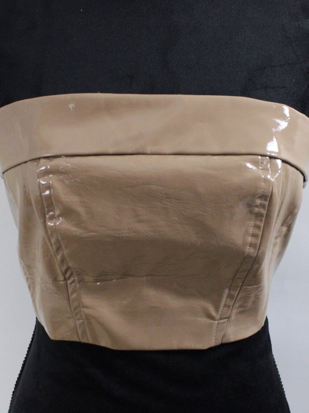 Illa Illa Faux Leather Bandeau Tube Top in Tan, Size Small